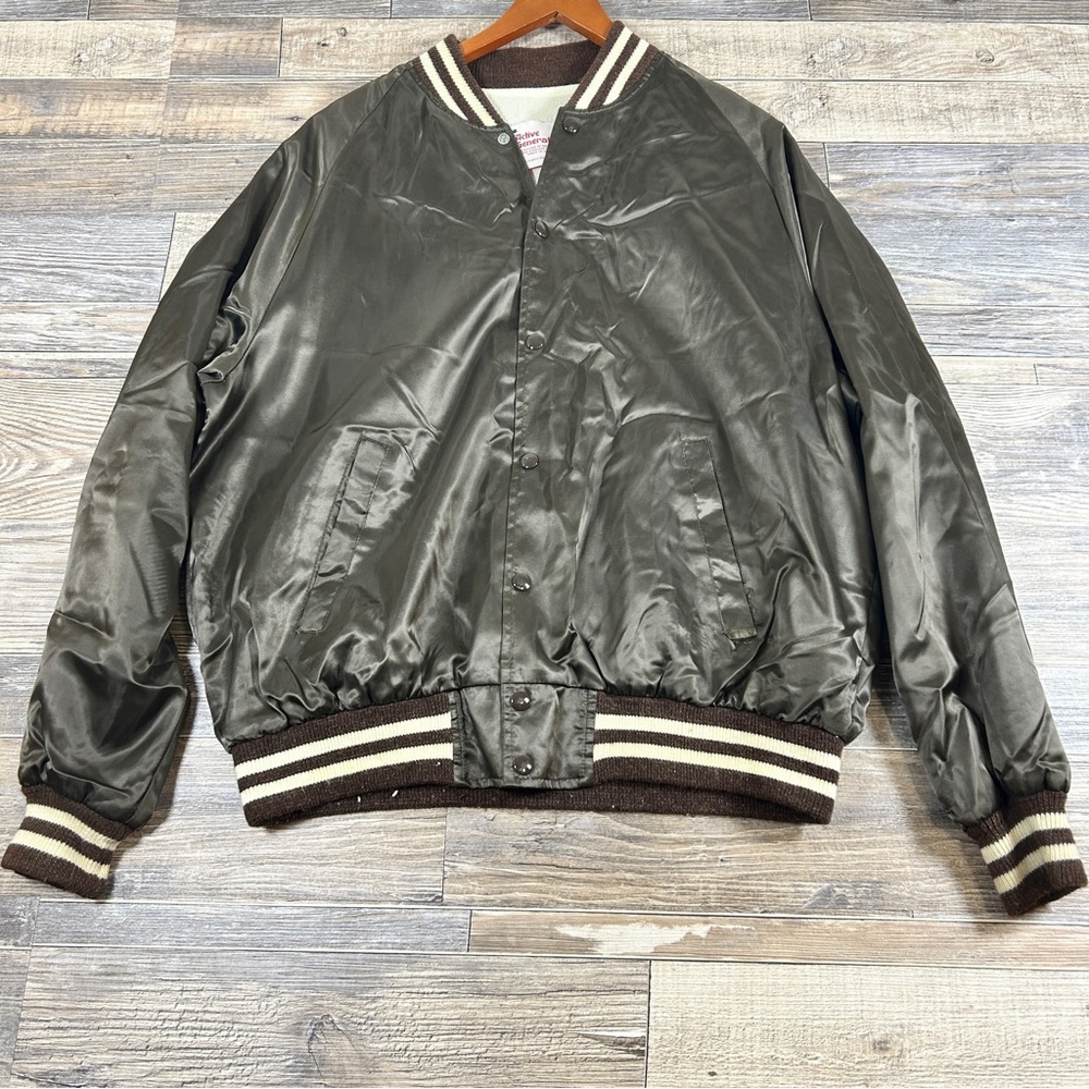 Active Generation Men’s Bomber Jacket Brown Size XL Vintage